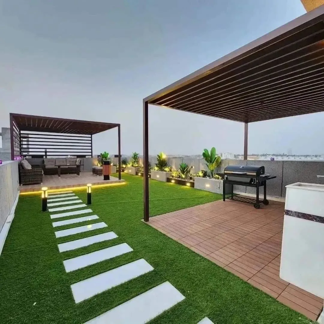 تصميم جلسات خارجية بحي النعيم في جدة|أحدث مظلات وسواتر حدائق