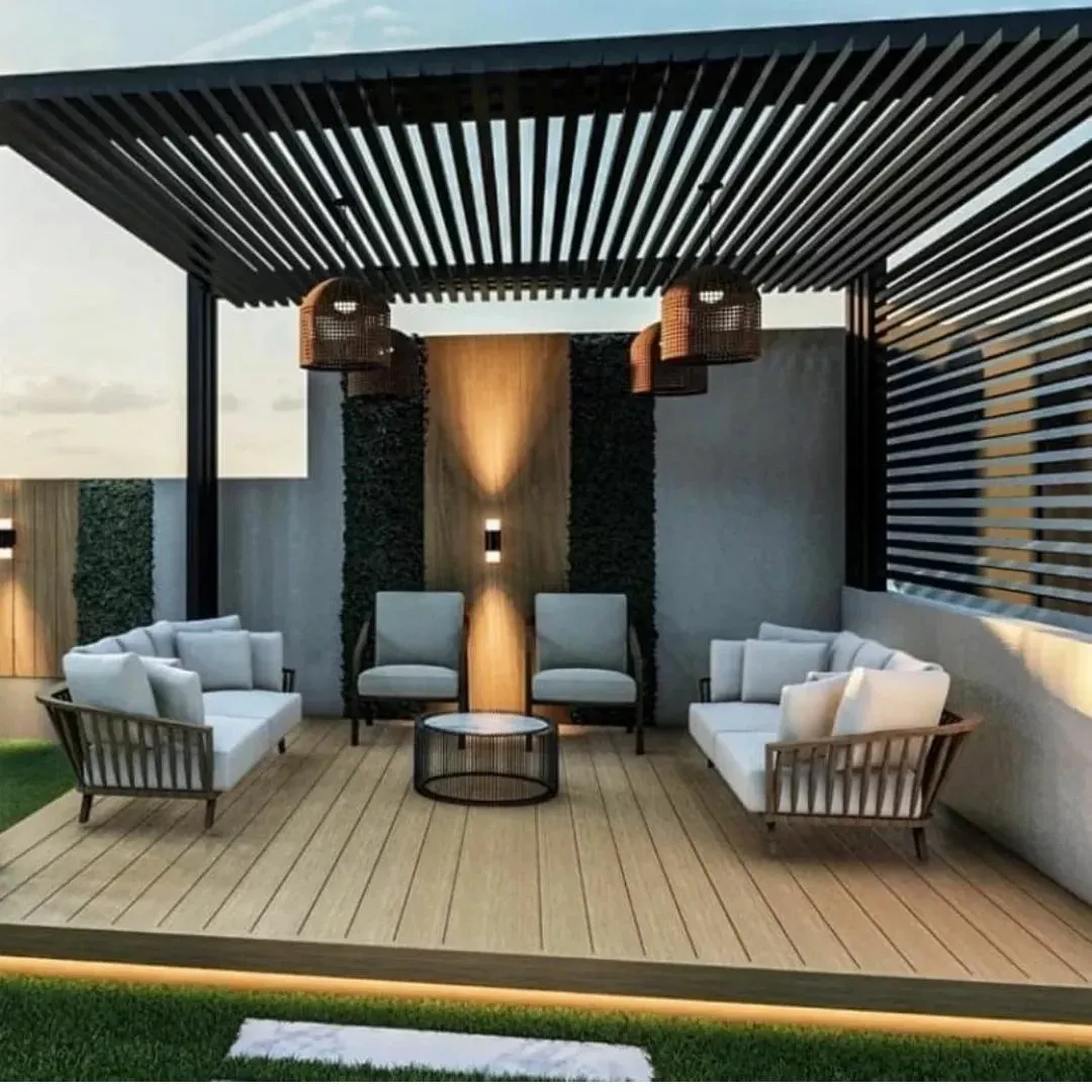 تصميم مظلات وجلسات وشلالات أحواش جدة