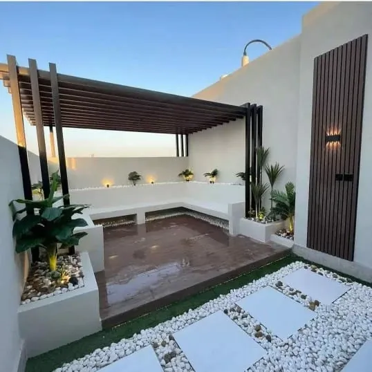تصميم مظلات وجلسات وشلالات أحواش جدة
