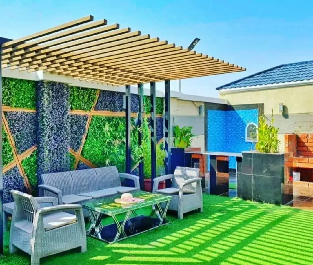 تصميم مظلات وجلسات وشلالات أحواش جدة