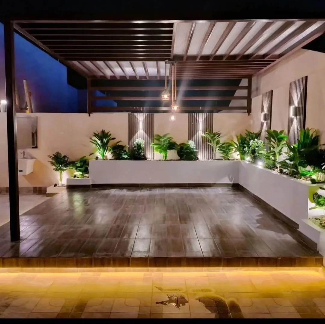 تصميم جلسات خارجية بحي النعيم في جدة|أحدث مظلات وسواتر حدائق