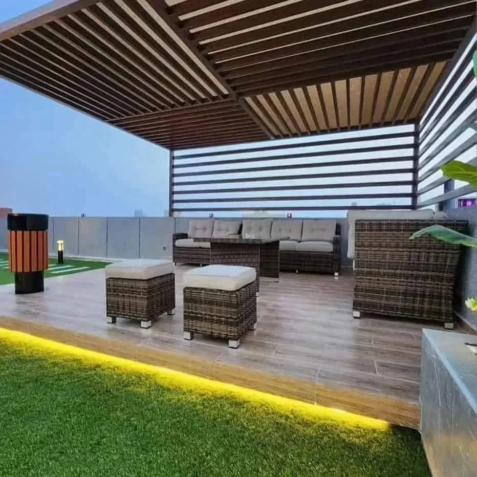 تصميم جلسات خارجية بحي النعيم في جدة|أحدث مظلات وسواتر حدائق