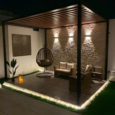 تصميم جلسات خارجية بحي النعيم في جدة|أحدث مظلات وسواتر حدائق