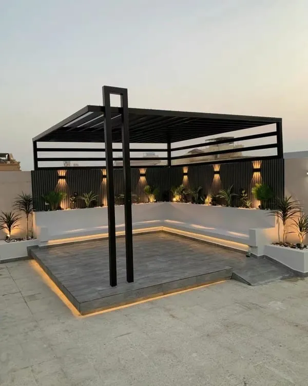 تصميم جلسات خارجية بحي النعيم في جدة|أحدث مظلات وسواتر حدائق