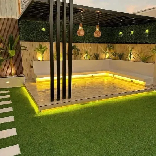 تصميم جلسات خارجية بحي النعيم في جدة|أحدث مظلات وسواتر حدائق