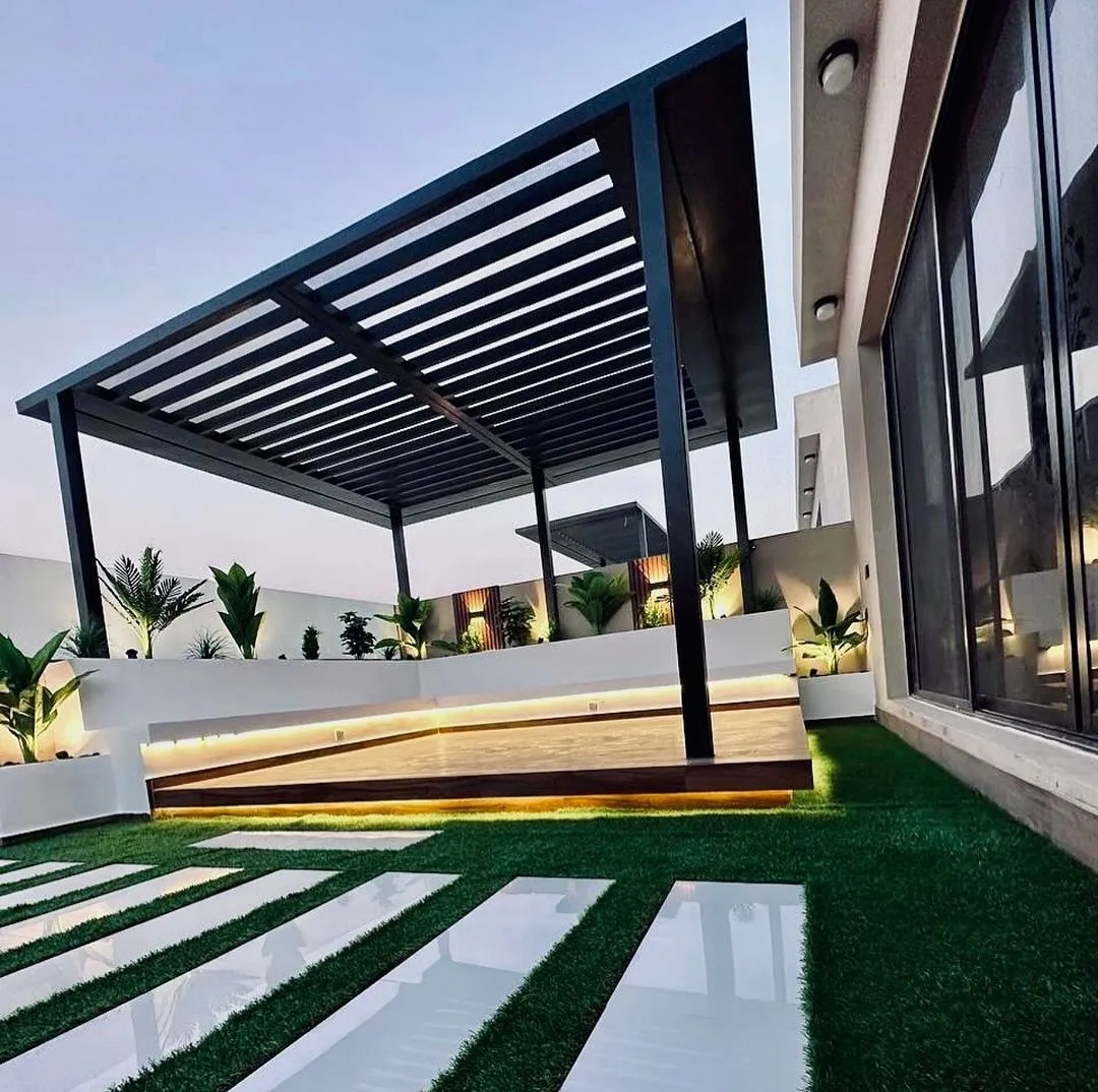 تصميم جلسات خارجية بحي النعيم في جدة|أحدث مظلات وسواتر حدائق